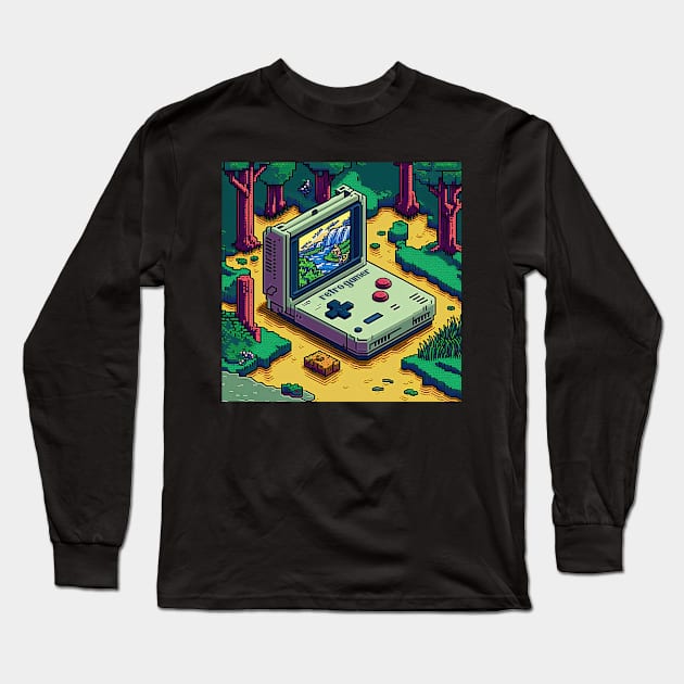 Retro Gaming Adventure Pixel Art Long Sleeve T-Shirt by geekmethat